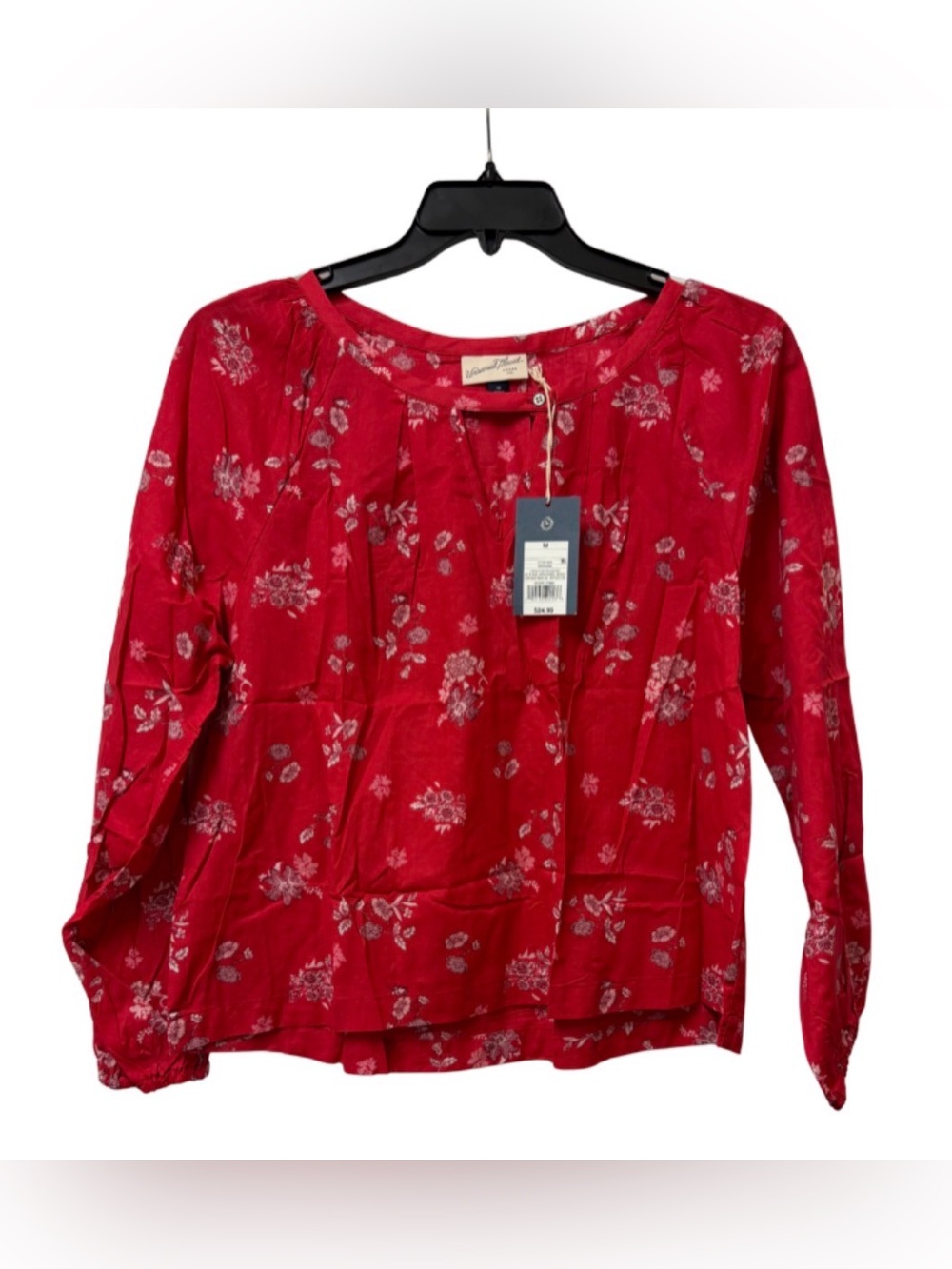 Universal Thread Red Floral Long-Sleeve Peasant Blouse NWT Size Medium